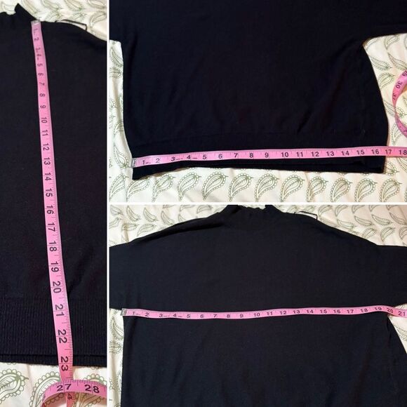 Devotion by Cyrus Dolman Cold Shoulder Black Sweater Mockneck Ribbed Trim M - Picture 11 of 11